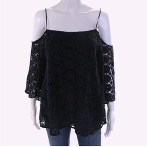 NWT BAILEY 44 Lace Cold Off the Shoulder Tusk Top Navy Small L Dark Blue